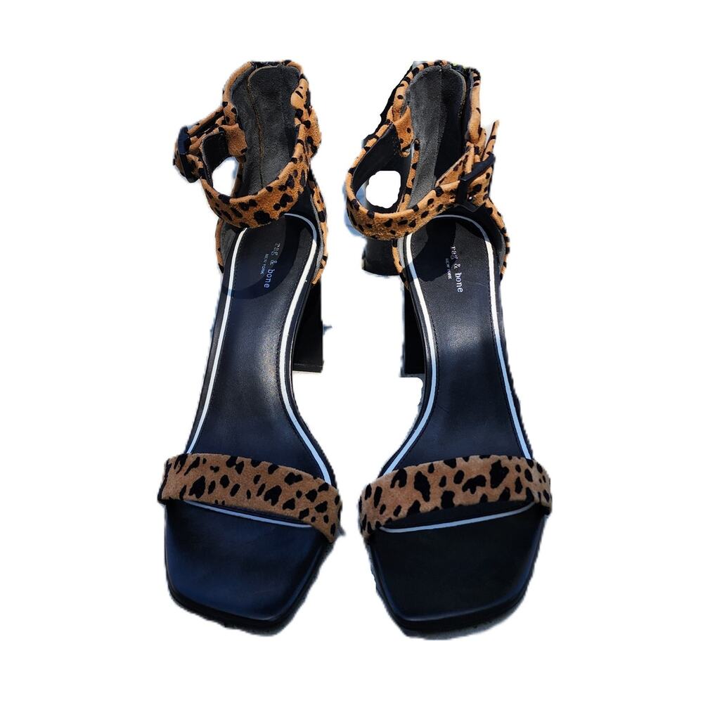 Rag & Bone Ellis Cheetah Suede Open Toe Italian Sandals 38.5 - Picture 3 of 11